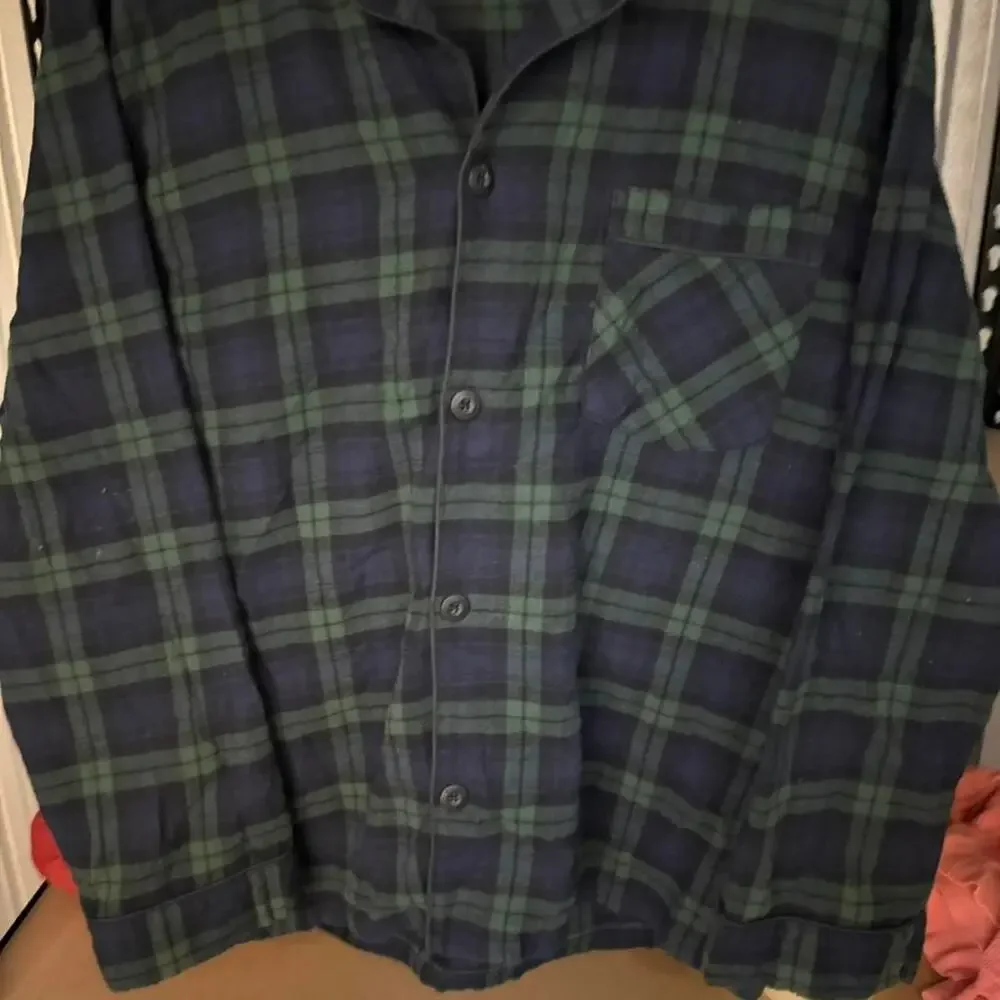 Vintage Hanes Green Plaid Flannel Shirt Medium